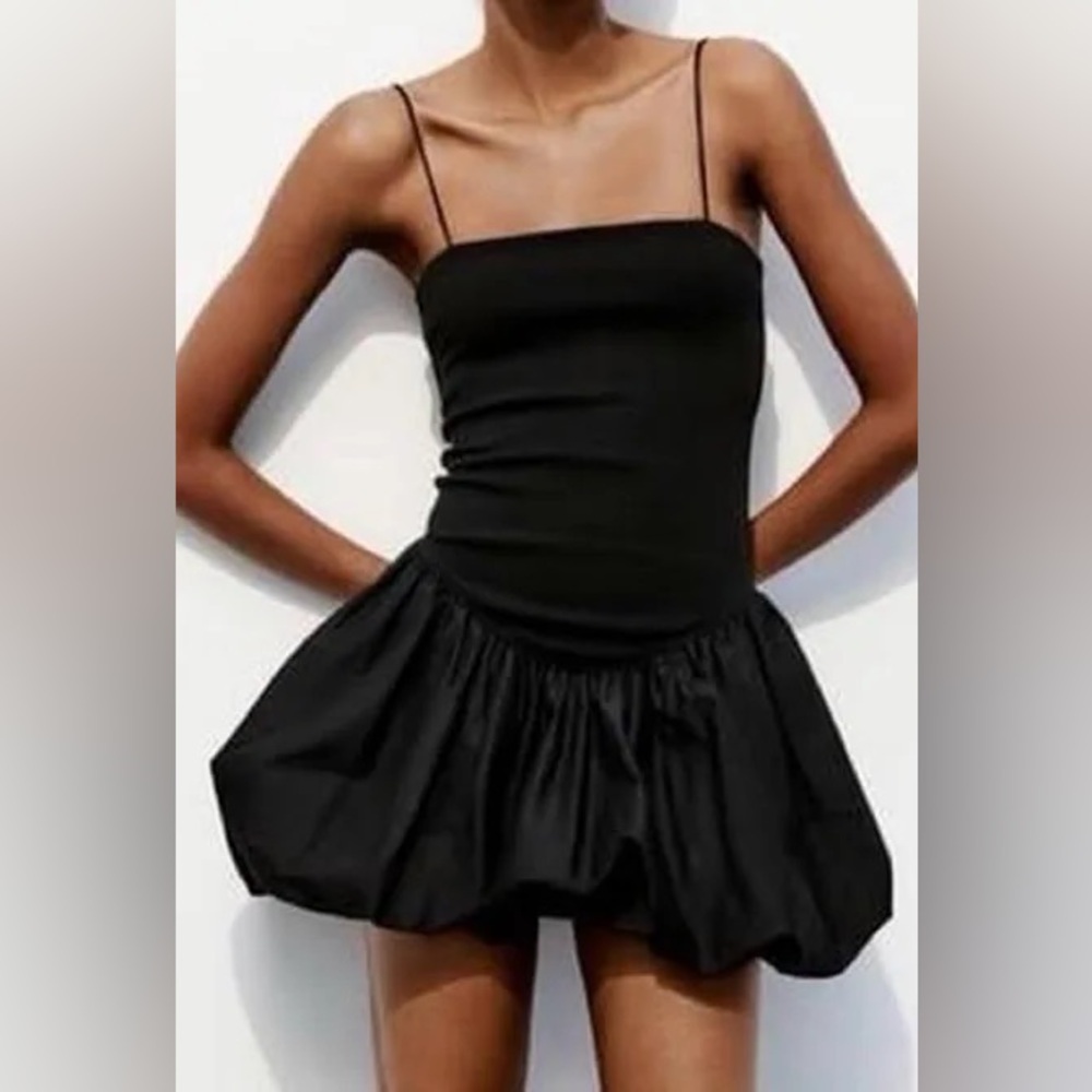 Zara Black Bubble Mini Dress